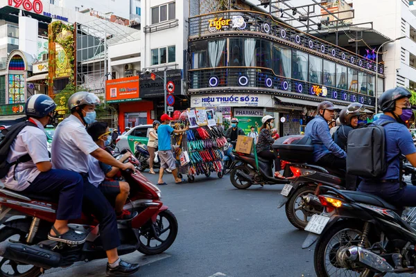 Tráfico Paseo Moto Ciudad Saigón Vietnam Diciembre 2019 — Foto de Stock