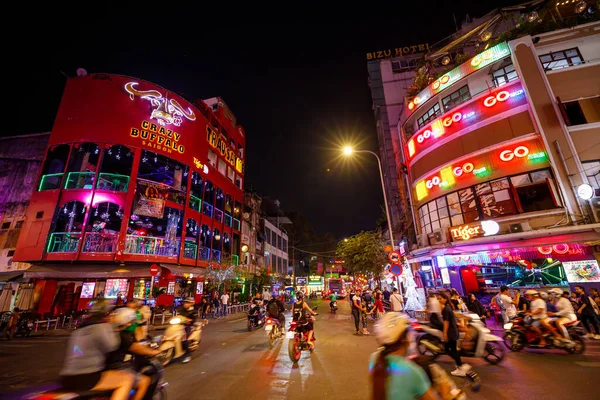 Ночная Жизнь Города Хошимин Вьетнаме Декабрь 2019 — стоковое фото