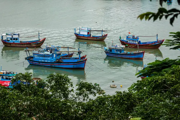 Рыбацкие Лодки Море Нячанге Вьетнаме Декабрь 2019 — стоковое фото