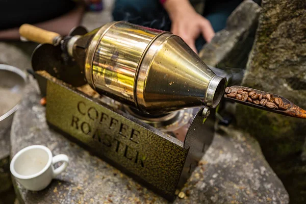 Coffee Roasting Small Roaster Home — Stock Photo, Image