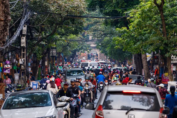 Šílený Provoz Hanoji Vietnamu Listopad 2019 — Stock fotografie