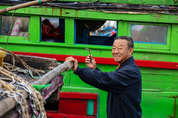 Ein Fischer Aus Hoi Vietnam Dezember 2019 — Stockfoto