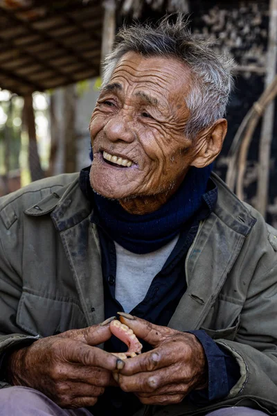 Portrait Vieil Homme Vietnam — Photo