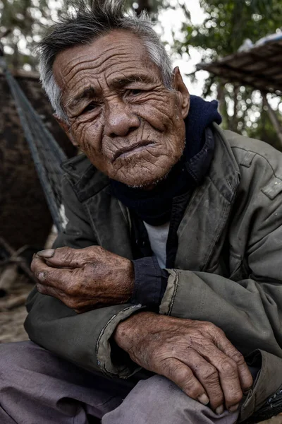 Portrait Vieil Homme Vietnam — Photo