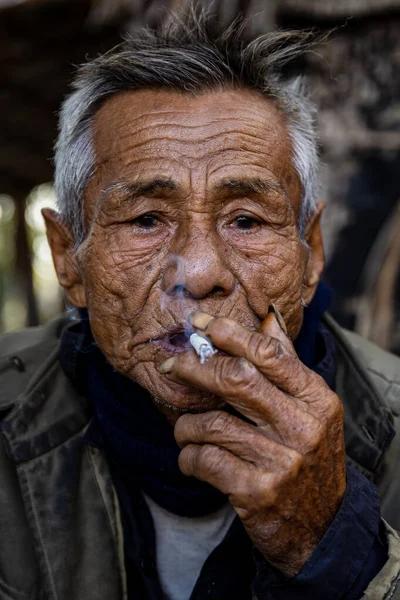 Porträtt Gammal Man Vietnam — Stockfoto