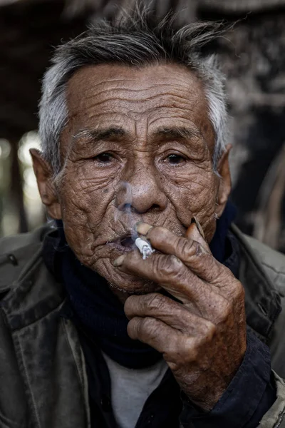 Portrait Vieil Homme Vietnam — Photo