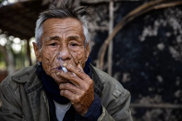 Portrait Vieil Homme Vietnam — Photo