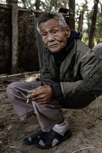Porträtt Gammal Man Vietnam — Stockfoto