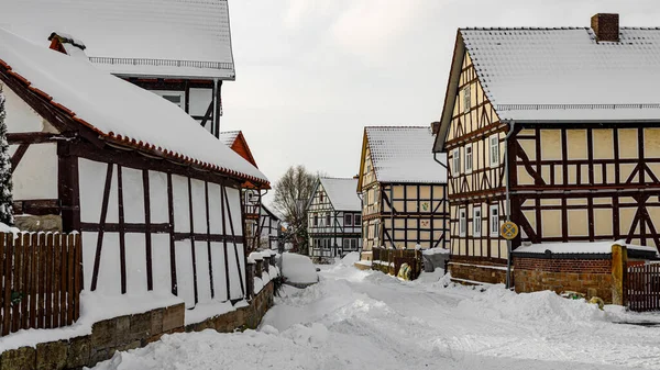 Poloviční Roubené Domy Herleshausenu Německu — Stock fotografie