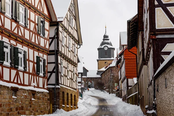 Das Dorf Und Die Kirche Von Herleshausen Hessen — Stockfoto