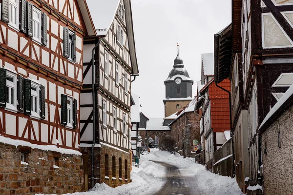 Vesnice Kostel Herleshausen Hesensku Německo — Stock fotografie