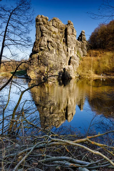 Formación Rocas Exteriores Bosque Teuteburg Alemania — Foto de Stock