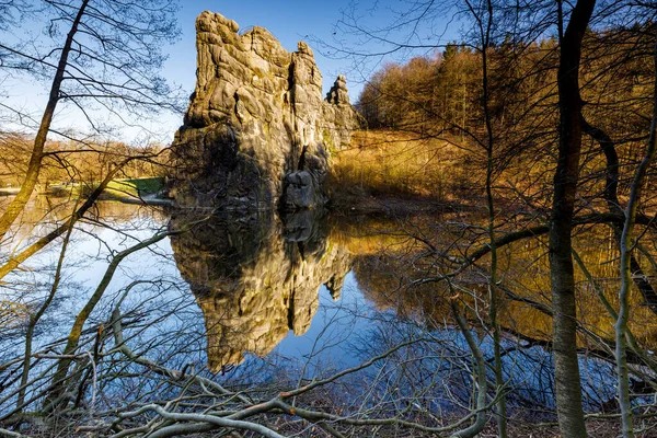 Formación Rocas Exteriores Bosque Teuteburg Alemania — Foto de Stock