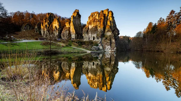 Stock image The Externsteine rock formation in the Teuteburg Forest in Germany