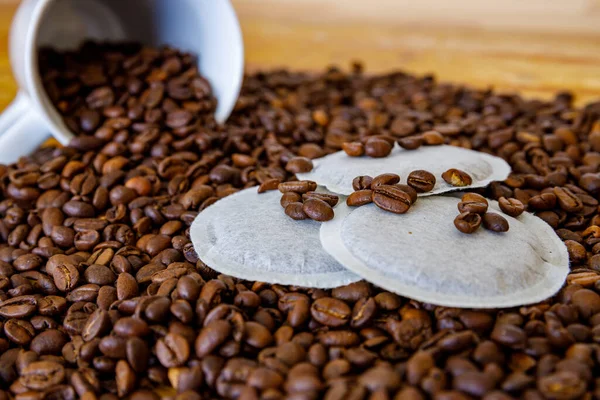 Coffee Beans Coffee Pads — Stock Photo, Image