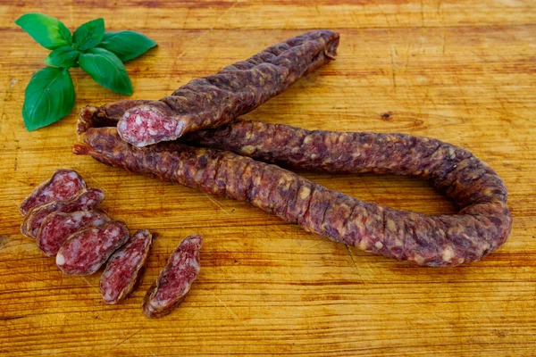 Eine Hessische Gourmet Räucherwurst Wie Eine Salami — Stockfoto