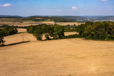 Almanya 'da Herleshausen' de Hesse ve Thuringia arasındaki manzara.