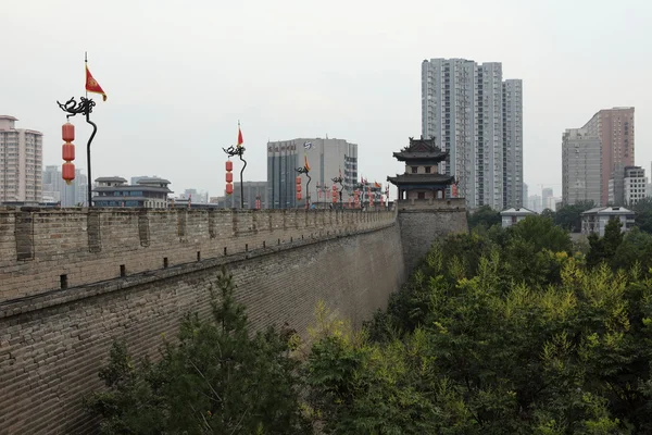 Xian történelmi város fal Kínában — Stock Fotó