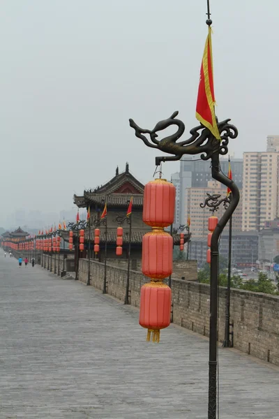 Xian történelmi város fal Kínában — Stock Fotó