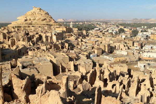 The old oasis town of Siwa in the Sahara of Egypt