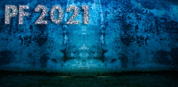 ハッピーニューイヤー2021カードデザイン 新年明けましておめでとうございます 抽象的な背景にフォントをグローします コロナウイルスをテーマにしたフォント ホリデー光るイラスト Covid 19幸せな新年のテーマ — ストック写真