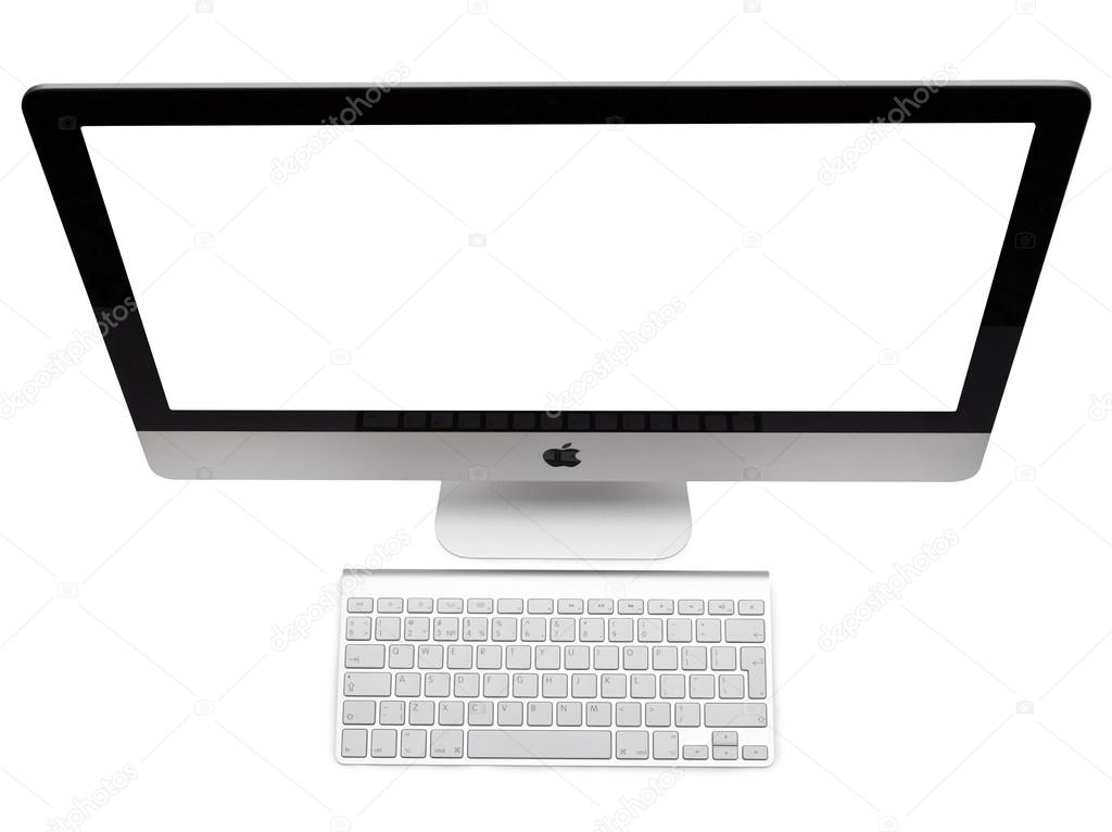 UFA, RUSSIA - MAY 7 , 2014: Photo of new iMac, With OS X Yosemite. iMac - monoblock series of personal computers, created by Apple Inc.