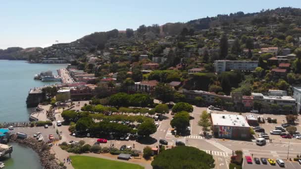 Ein großes Gewässer mit einer Stadt im Hintergrund — Stockvideo