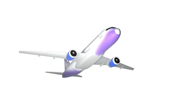Samolot odrzutowy, na białym tle 3d ilustracji tle — Zdjęcie stockowe