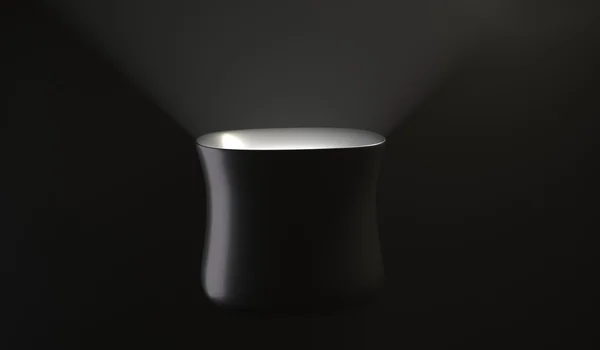 Schwarze Tasse mit Licht im Inneren 3d Illustration — Stockfoto
