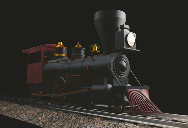 Oude Amerikaanse Steam Locomotive 3d illustratie — Stockfoto