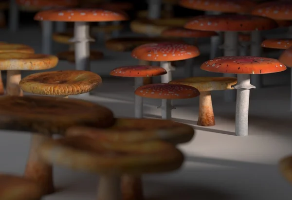Muchomůrka červená a paxil houby 3d obrázek — Stock fotografie
