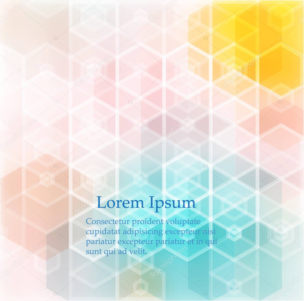 Abstract background science and technology presentation template, hexagonal shape with colorful and soft color.
