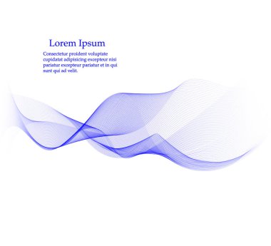 Soyut vektör arkaplanı, broşür için şeffaf dalga çizgileri, web sitesi tasarımı. Mavi duman dalgası.