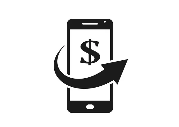 Mobiel Geld Pictogram Dollarteken Overdrachtspijl Mobiele Telefoon Financiële Smartphone Betaling — Stockvector