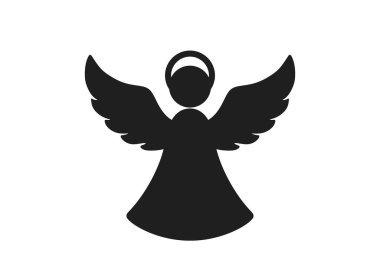 Noel meleği ikonu. Noel tasarım elementi. izole edilmiş siyah vektör siluet resmi