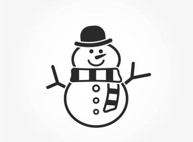 Şapka çizgisi ikonunda kardan adam. Noel ve Yeni Yıl tasarım elementleri basit stilde. kış sembolü