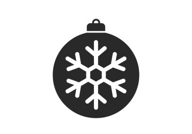 Kar taneli Noel balosu. Noel ve Yeni Yıl tasarım elementleri basit stilde. Noel süsü simgesi