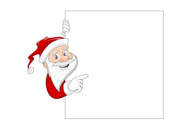 Lächelnder Weihnachtsmann Auf Weißem Brett Mit Leerem Raum Für Botschaften — Stockvektor