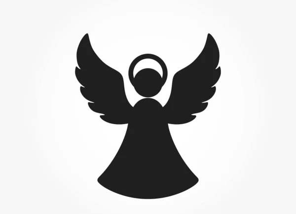 Basit bir Noel meleği ikonu. Noel tasarım elementi. siyah siluet resmi