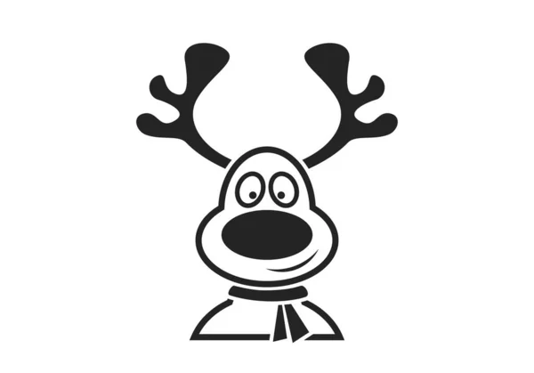 Divertido Icono Línea Ciervos Navidad Navidad Año Nuevo Elemento Diseño — Vector de stock