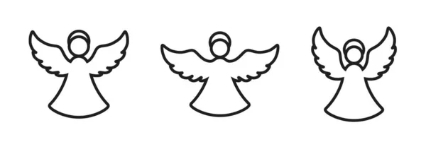 Ikona Świątecznego Anioła Boże Narodzenie Symbole Religii Odizolowany Obraz Zarysu — Wektor stockowy