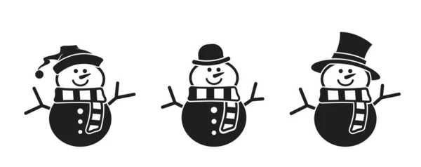 Muñeco Nieve Icono Conjunto Elementos Simples Diseño Navidad Año Nuevo — Archivo Imágenes Vectoriales