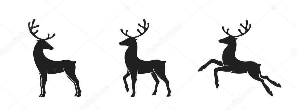 Deer icon set. christmas and new year design elements. isolated vector image of animals