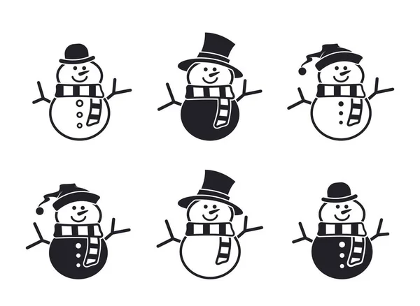 Muñeco Nieve Icono Conjunto Elementos Diseño Navidad Año Nuevo Estilo — Archivo Imágenes Vectoriales