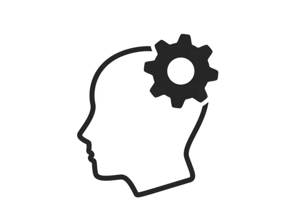 Ícone Brainstorming Cabeça Com Engrenagem Mente Símbolo Trabalho Mental Elemento —  Vetores de Stock