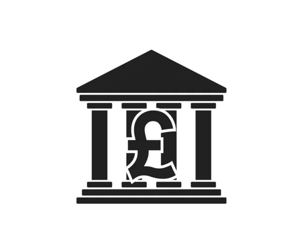 Ícone Banco Com Sinal Libra Britânica Financiamento Vetorial Isolado Símbolo — Vetor de Stock