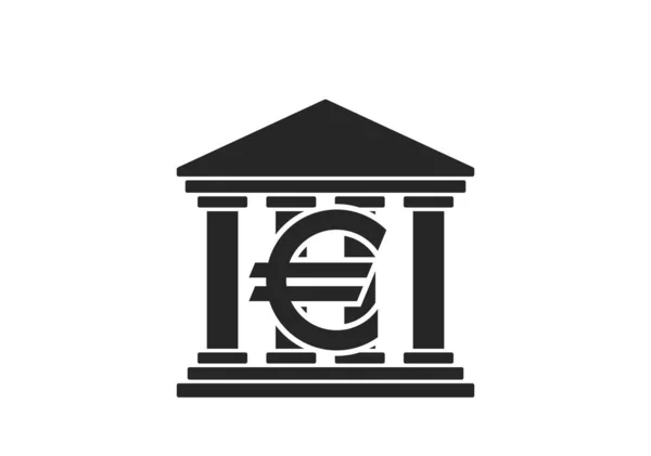 Icona Della Banca Con Cartello Euro Finanza Vettoriale Isolata Simbolo — Vettoriale Stock