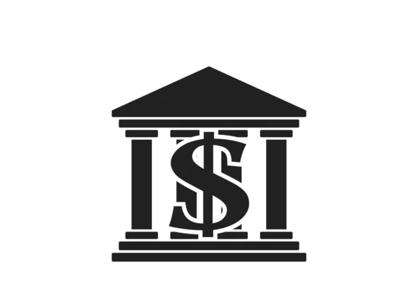 Icône Banque Avec Signe Dollar Finance Vectorielle Isolée Symbole Bancaire — Image vectorielle