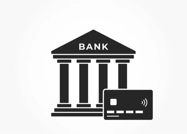 Ícone Banco Cartão Crédito Finanças Símbolo Bancário Estilo Simples — Vetor de Stock