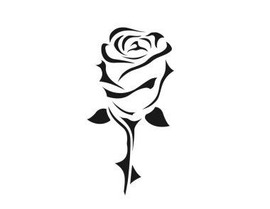 Gül ikonu. Romantik ve aşk sembolü. Sevgililer Günü tasarım elementi. Çiçek resmi. Web tasarımı için çiçek ögesi.